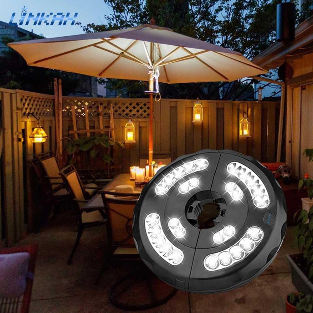 28 lysdioder terrasse paraply lys usb oppladbar stang plenlampe bærbar telt lanterne til hage utendørs camping belysning