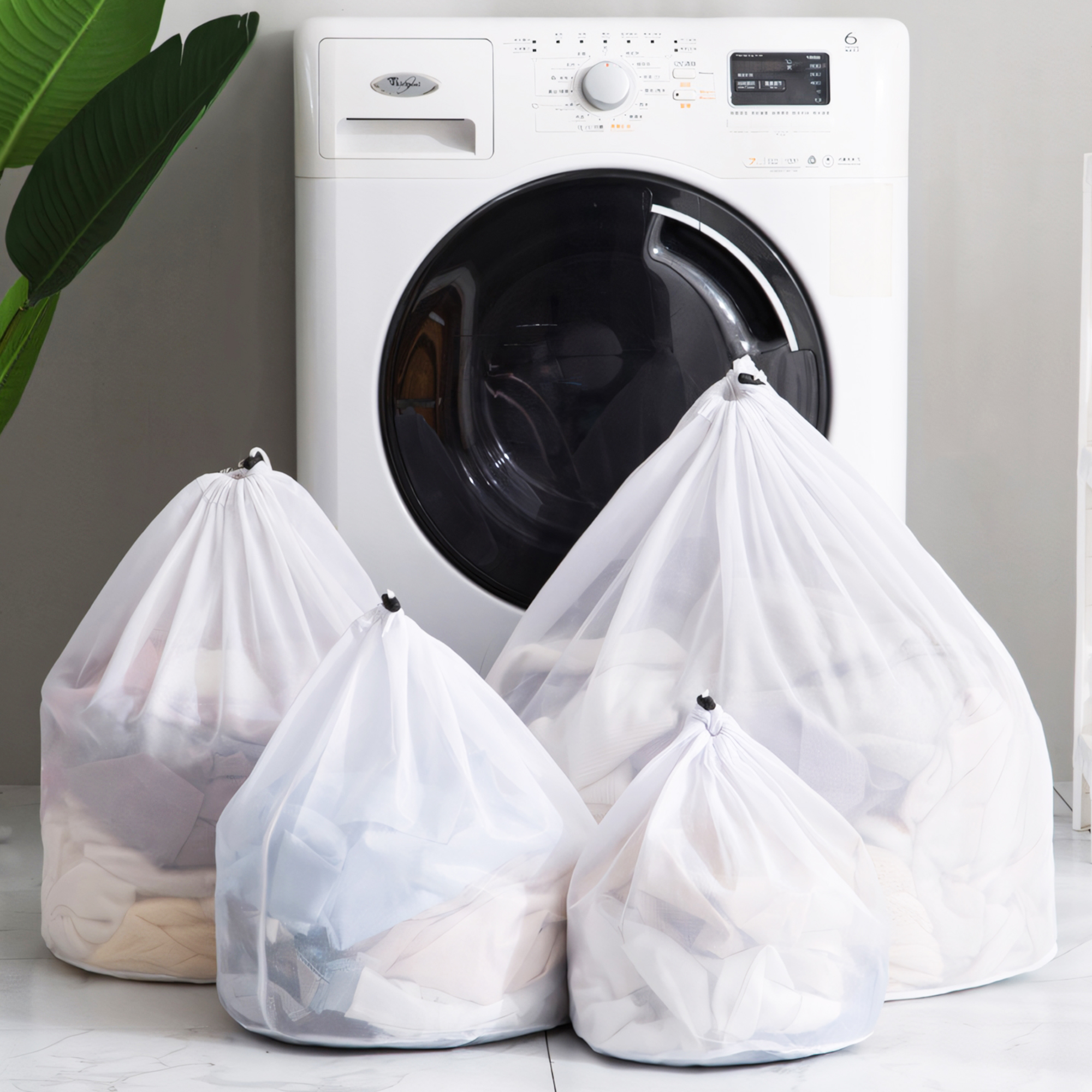 Mesh waszak - wasbaar in de machine, reizen en wasgoed, met trekkoordsluiting voor blouses, kousen en ondergoed