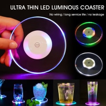 LED Coaster Cup Holder Mug Stand Acrylic Bar Cocktail Lighting Mat Kitchen Accessories For Home Bar Party