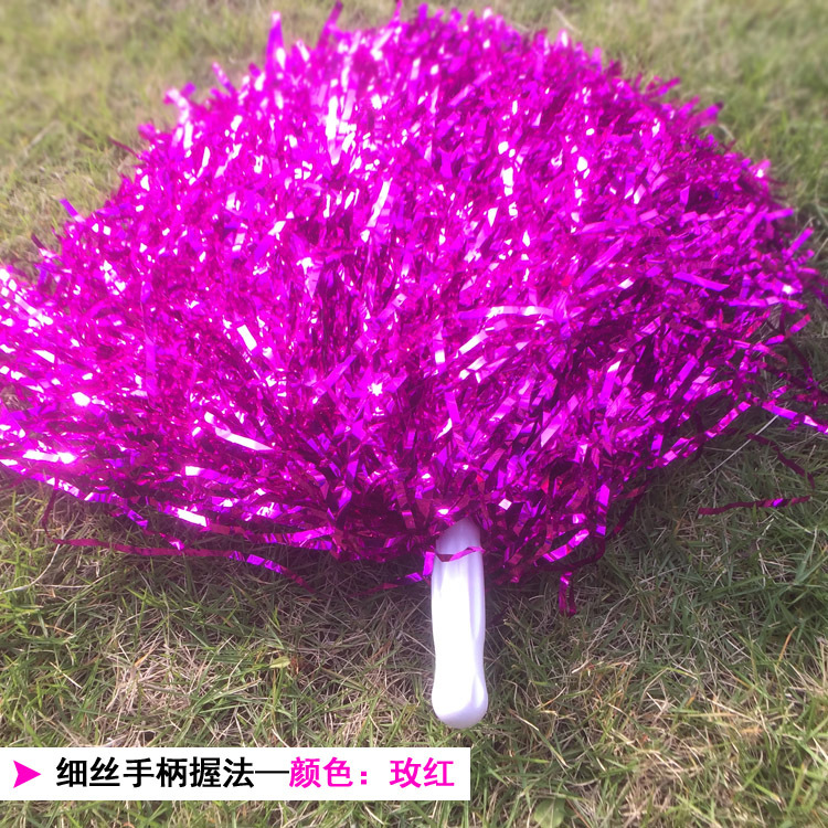 25-30CM Girl Pom Poms Sparkly Filament Hand Flower Cheerleader Holding Pompom Cheerleader Flower Ball Dance Game Cheer Props: rose-handle