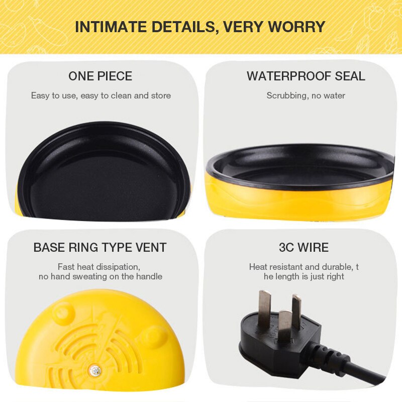 Mini Fried Eggs Artifact Non-Stick Electric Frying Pancake Egg Inserted Cooker Frying Double-layer Food Steamer Electric Pan