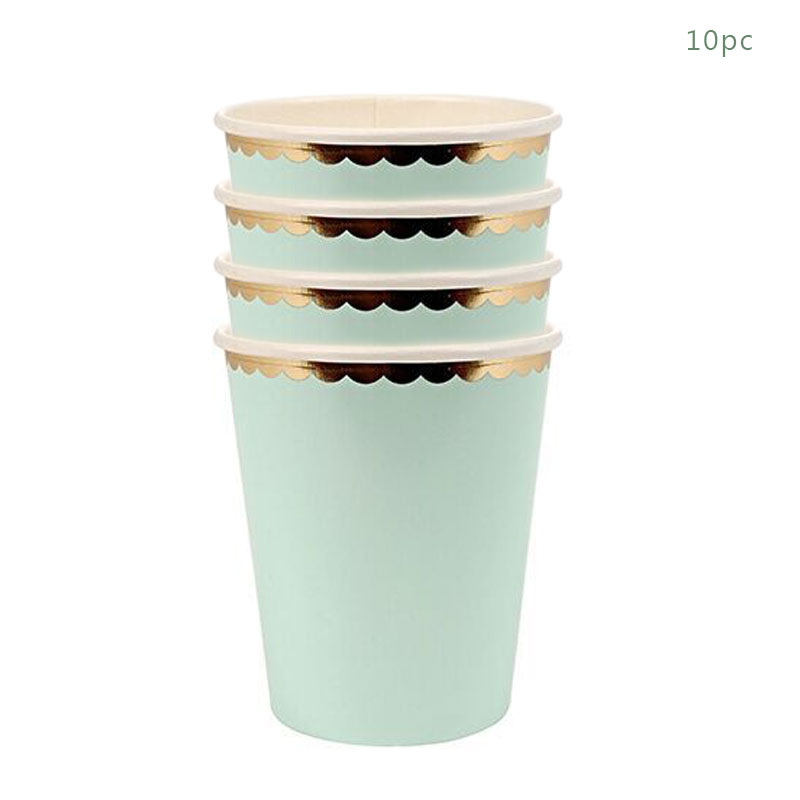 Disposable Tableware Paper Plate Lace Cups Stamping Lace Paper Plates Wedding Happy Birthday Party Supplies Baby Shower: Olive