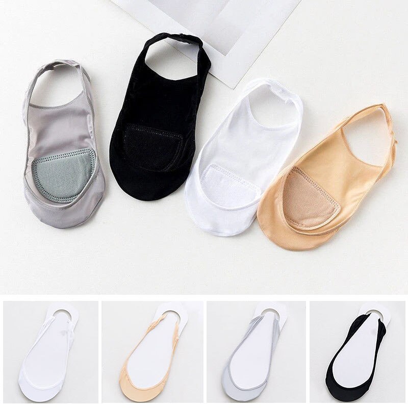 Calcetines invisibles de barco para mujer, medias antideslizantes de silicona para zapatos de tacón alto, medias finas de media palma, 1 par