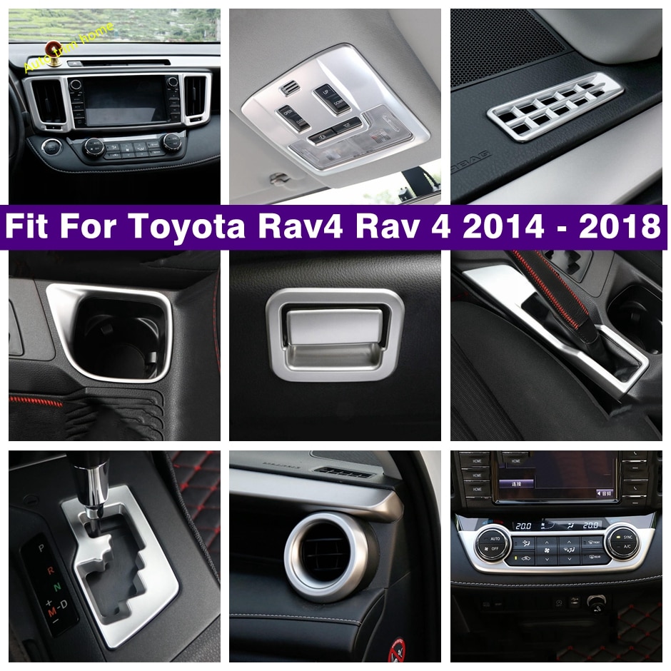 Gear Box Air AC Cup Holder Reading Lights Control Panel Cover Trim For Toyota Rav4 Rav 4 - Interior Accessories Matte