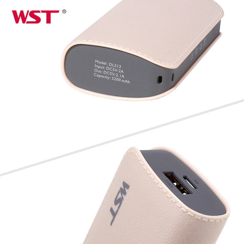 WST Mini Power Bank 5200 mAh Portable USB External Battery for Xiaomi/iPhone/Huawei with charging cable Lightweight Battery Bank