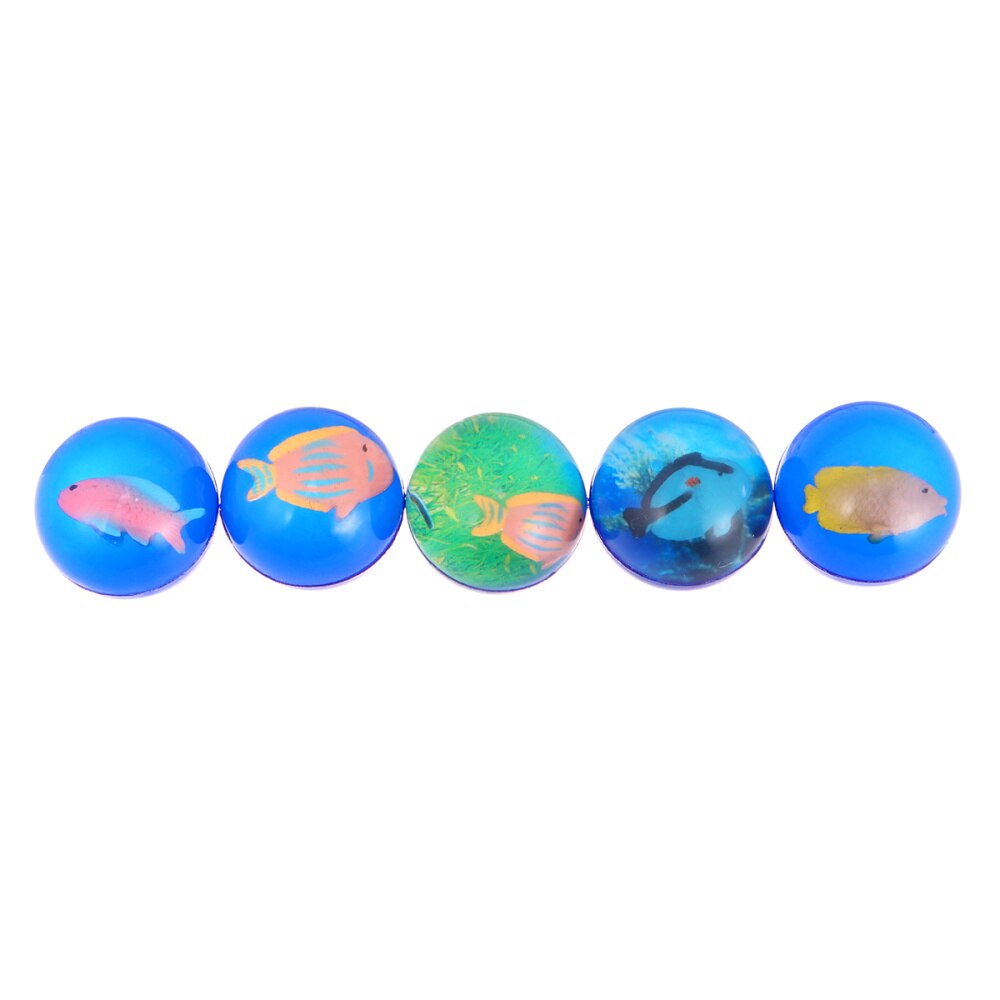 5Pcs Bouncy Balls Kids Learning Toy Rubber Jumping Ball Cognitive Toys Kids Funny Toy Transparent Ball for Kids Children: Blue 2