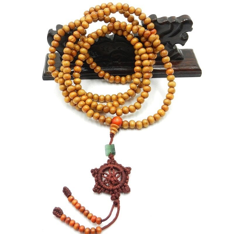 Bouddha bouddhiste tibétain en bois de santal 216 perles de prière Bracelet/collier Mala: b