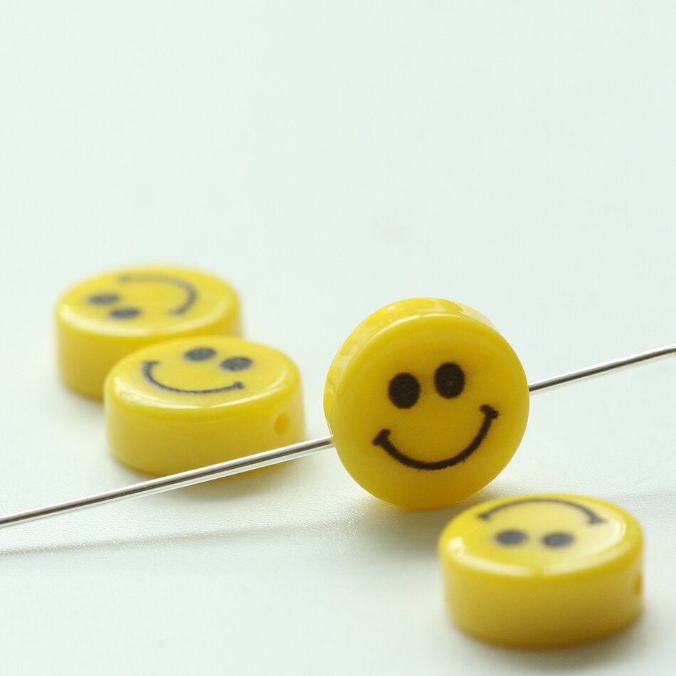 Yellow Resin Smile Face Spacer (4499C)