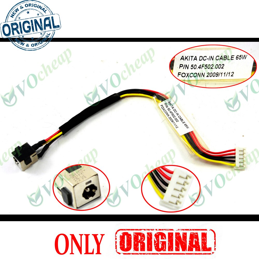 conector de alimentación CC para portátil, para HP Pavilion DV2000 DV2200 DV2400 DV2500 DV2700 65W, conector de toma de carga 50.4F502.002 PJ109