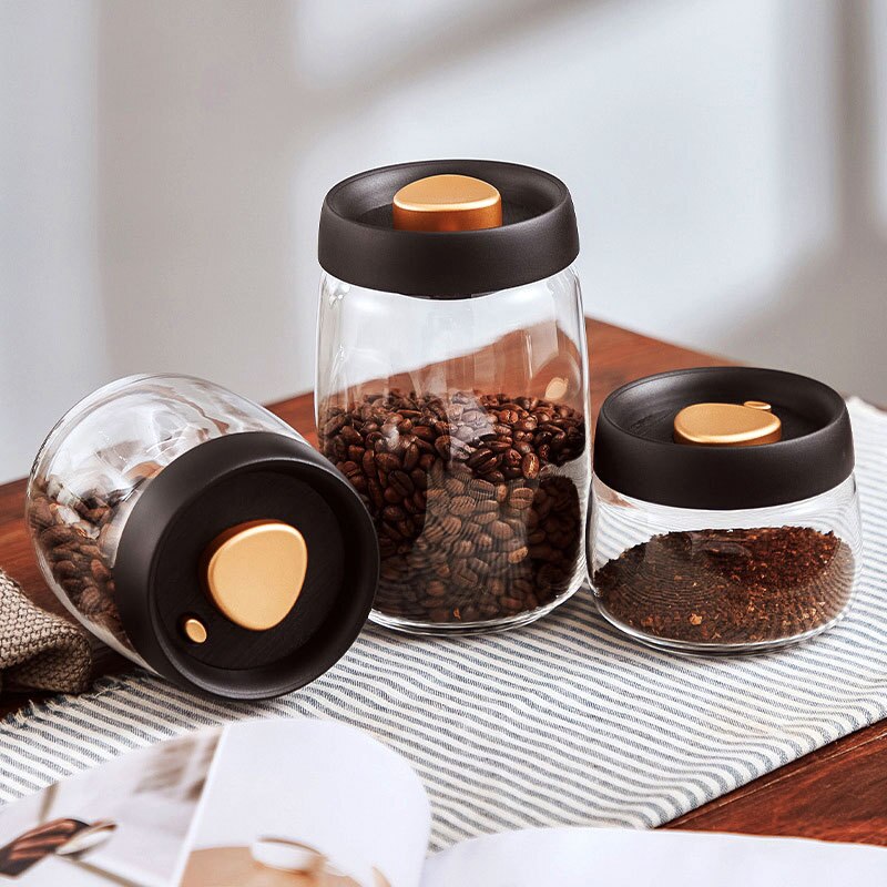 Vacuum Coffee Beans Storage Bottles Sealed Glass Bottle Storage Tank Food Grains Container Can Mason Jar Transparent
