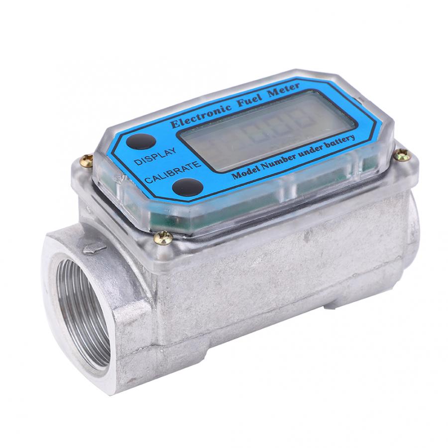 Mini Digital Turbine Flowmeter 15-120L Fuel Flow Tester NPT Indicator Sensor Counter Liquid Water Flow Measure Tools