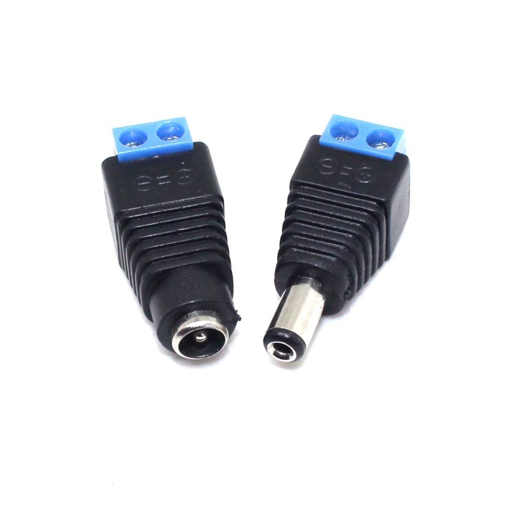 Adaptador de enchufe macho/hembra para CCTV, 12V, 5,5x2,1mm, luz LED de un solo color, 10 Uds.