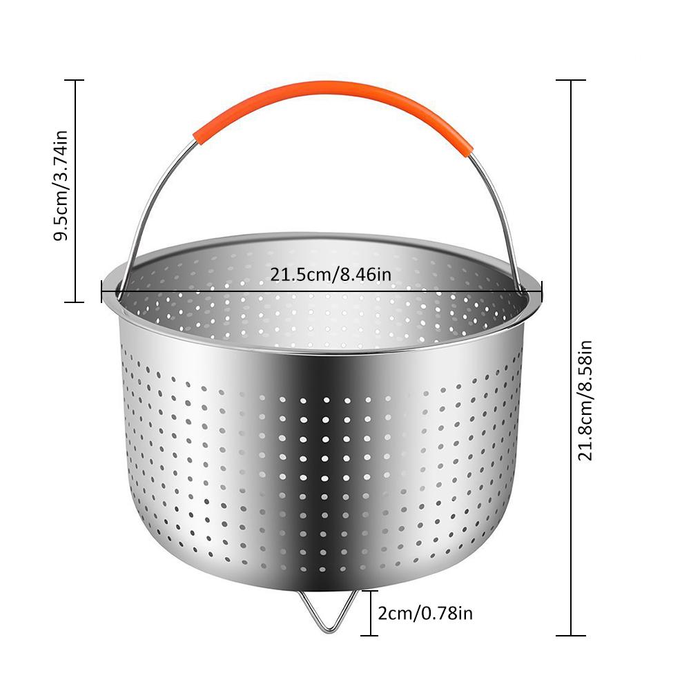 304 Stainless Steel Rice Cooker Steam Basket Pressure Cooker Anti-scald Steamer Multi-Function Fruit Cleaning Basket: 21 cm