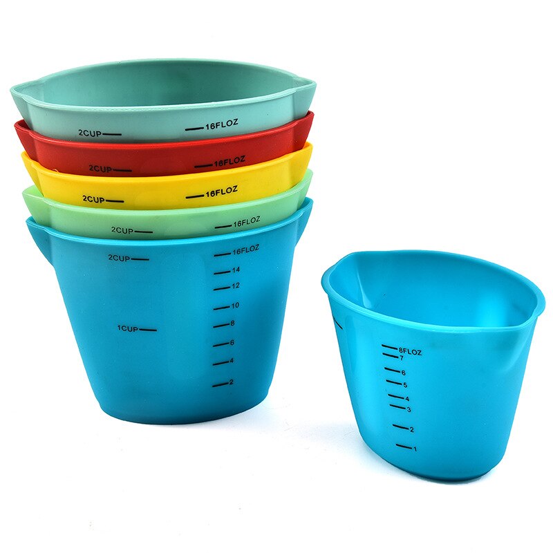 Baking Soft Measuring Cup Double-spout Silicone Measuring Cup Baking with Graduated Soft Measuring Cup Kitchen Accessories