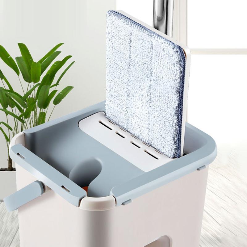 1/8pcs Practical Automatic Spin Flat Squeeze Mops with Bucket Durable Hand-free Wringing Floor Cleaning Microfiber Mops