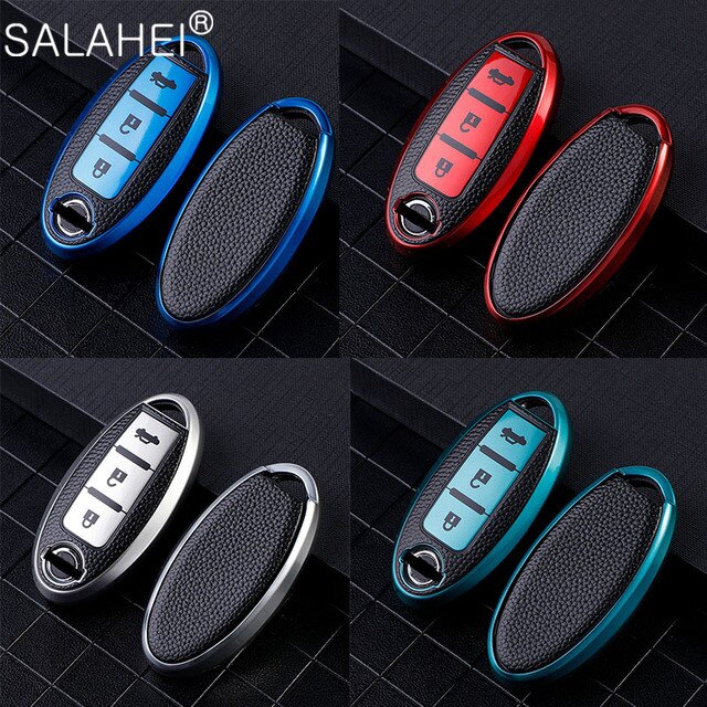 Tpu auto afstandsbediening sleutel volledige cover case voor auto voor nissan qashqai juke  j10 j11 x- trail  t32 t31 kicks tiida pathfinder notitie case: B / Blauw