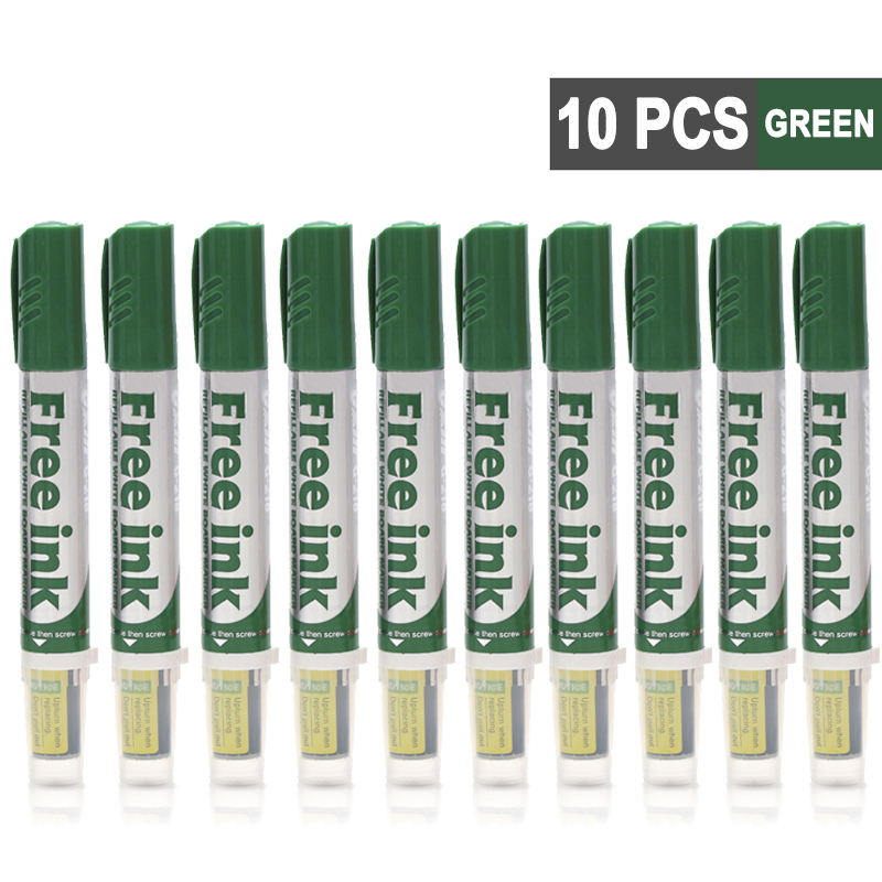 10 Stück löschbares Whiteboard-Marker-einstellen, Stift, trocken abwischbares Schild, 24 Stück Tinte, nachfüllbar, Büro, Schulbedarf, Studentengeschenk: Blau