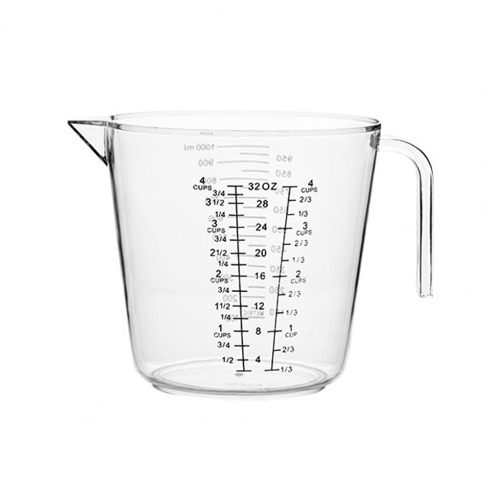 Plastic Unique Practical Food-grade Measuring Jar Solid Color Measuring Cup Clear Scale for Bakery: 1000ML