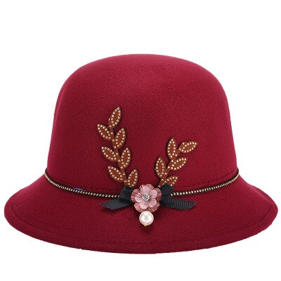 BINGYUANHAOXUAN kobiety zimowe jazzowy kapelusz czuł imitacja wełny proste jednolity kolor