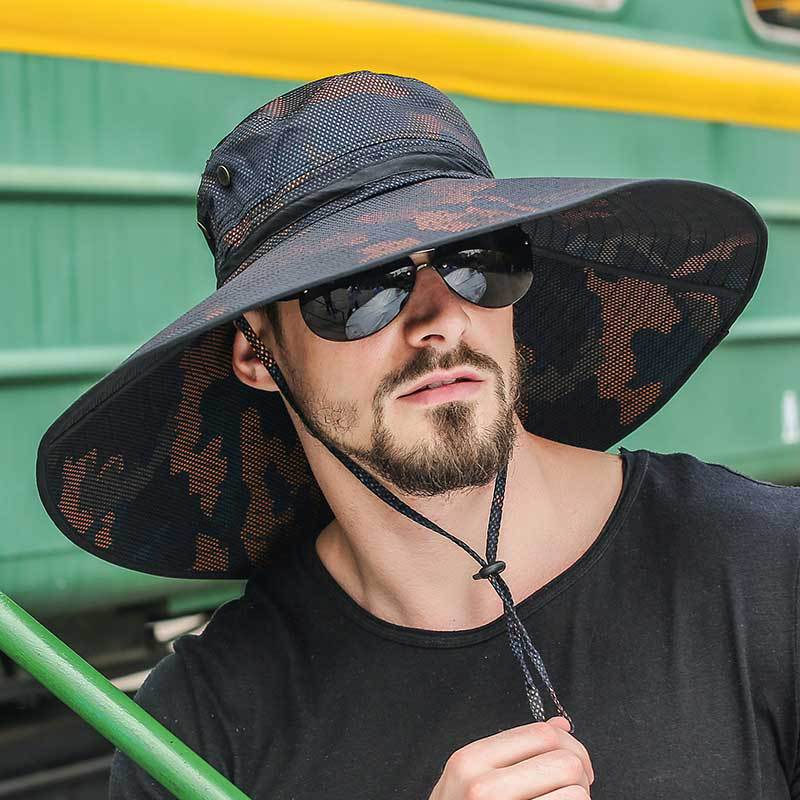 Summer Adjustable Fishing Hats for Men Sun Hat Uv Protection Fisherman Cap Outdoor Foldable Quick-Drying Tourism Unisex Wave Cap