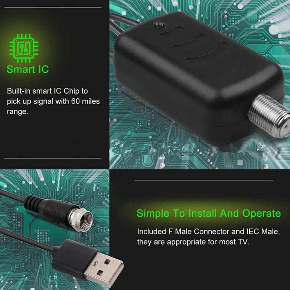 Antenna Amplifier 4K HDTV Amplifier Low Noise Signal Booster TV Antenna Digital HDTV Signal Amplifier