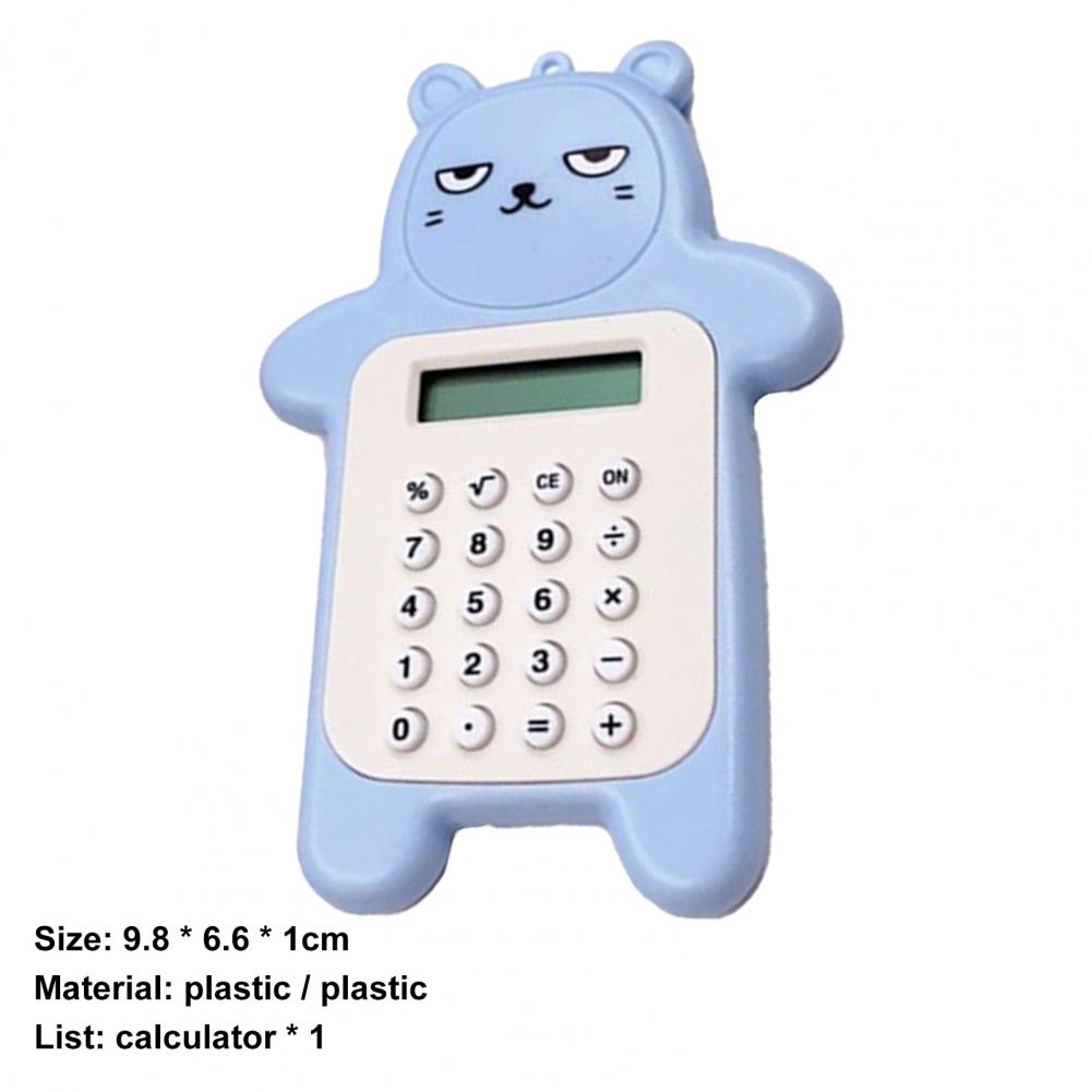 Electronic Calculator Adorable Bear Shape Plastic Lively Face Calculator with Hanging Hole Office Supplies