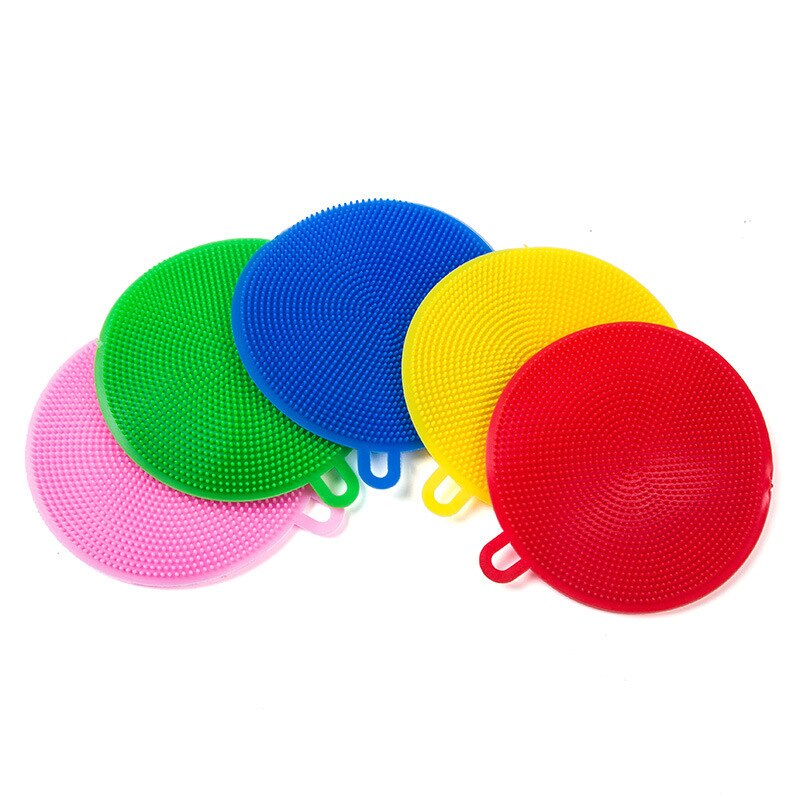 5 Stuks Magnic Siliconen Schotel Spons Wasborstel Scrubber 5 Pack Huishoudelijke Schoonmaakmiddelen Sponzen Borstels Anti Tafel Mat: 5PCS