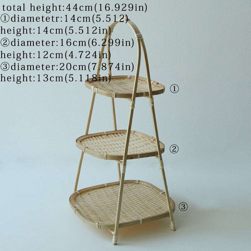 Cestas de paja tejidas de bambú, estante de nivel de mimbre, almacenamiento de alimentos y pan de frutas, Decoración de cocina, bandeja redonda, contenedor de anier Osier: TW050E