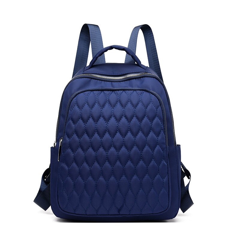 Sewing Thread Women Backpack Diamond Lattice Oxford School Book Bag for Teenage Girl Casual Female Backbag Black Lady Traval Bag: BLUE