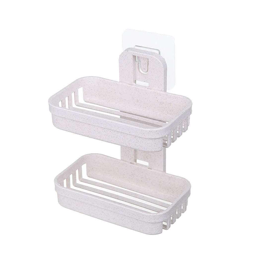 Caja de jabón de doble cubierta para baño, estante de ducha, plato de caja de jabón sin costuras, bandeja de placa de almacenamiento, Holder2.96: Beige