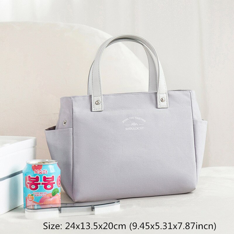 High Capacity Lunch Bag Women Picnic Food Thermal Pouch Waterproof Student Bring Meals Cooler Storage Handbag Accessories Items: B Gray