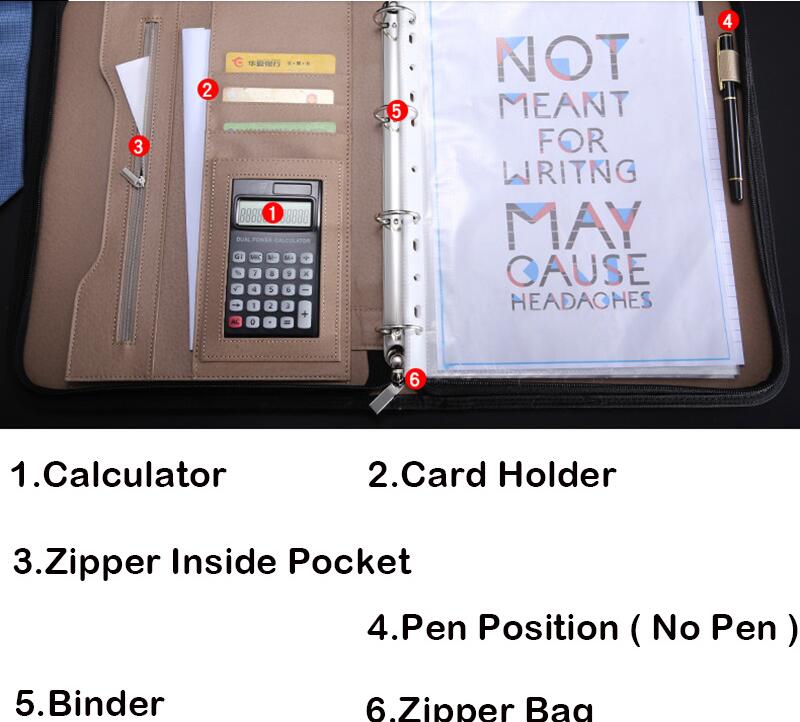 Office Folder A4 Multi-Function Binder Pu Manager Folder Padfolio