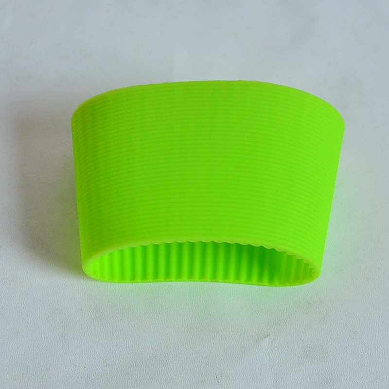 5 stks/partij 6 cm hoogte verticale rib siliconen mouwen voor mok, partij cup mouwen band, recyclebaar isolatie cup cover plumyl: Licht Groen