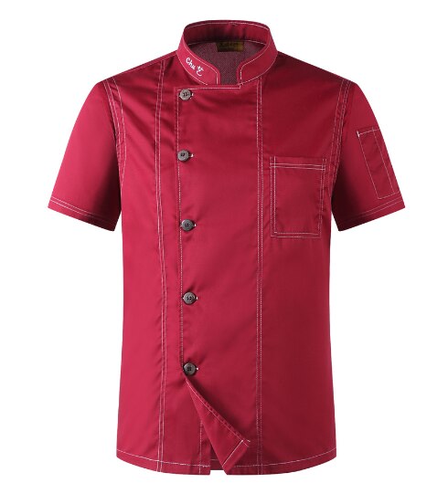 Unisex kokk klær menn single breasted kjøkken kokk uniform kortermet restaurant bakeri servitør topper skjorte