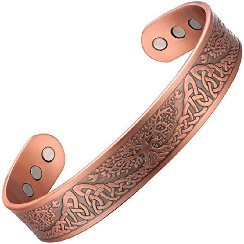 Cross Border Life Tree Pattern Alloy Bracelet Retro European and American Style Open Magnetic Energy Men's Bracelet