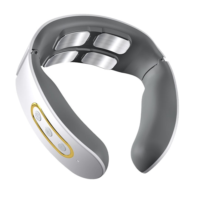 Smart Electric Neck and Shoulder Massager Pulse Back Cervical Pain Relief Health Care Cervical Vertebra Relaxation Physiotherapy: 4 head Heating white