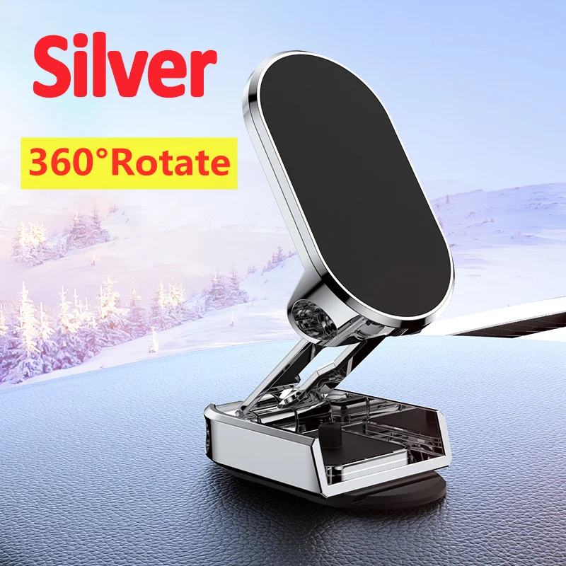 Car Magnetic Phone Holder 360° Rotation Dashboard Foldable GPS Cell Phone Mount Stand For All Smartphones Universal Auto Bracket: Sky Blue
