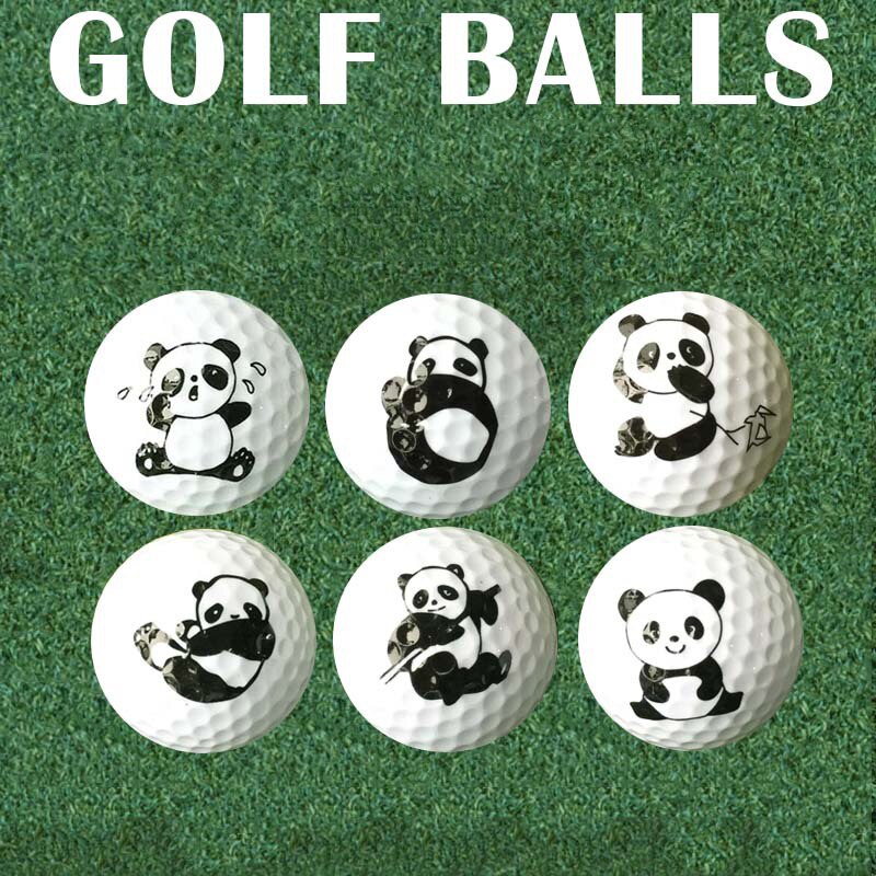 1PC Panda Cartoon Golf Ball Double Layer Synthetic Rubber Golf Practice Balls Children's Balls Festive Commemorative Balls