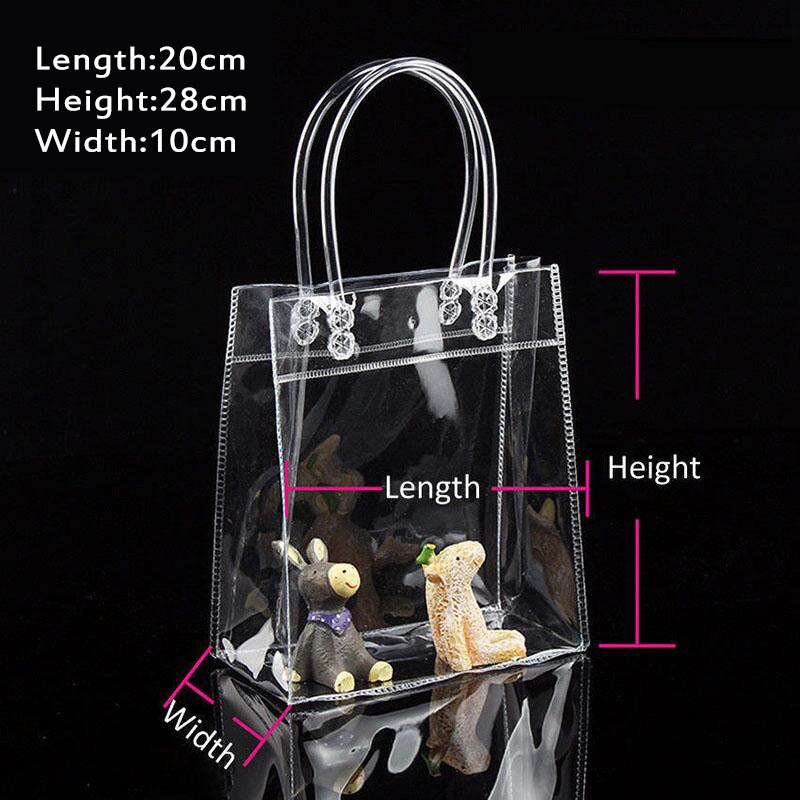 Strand holografiske totes indkøbspose gennemsigtig pvc plast håndtaske klar gennemsigtig pvc håndtaske med snap: Stor