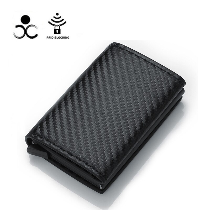 Carbon Fiber Magnet Buckle Aluminum Mini Wallet RFID Blocking Anti-theft Alloy Card Colder Thin Purse for Men