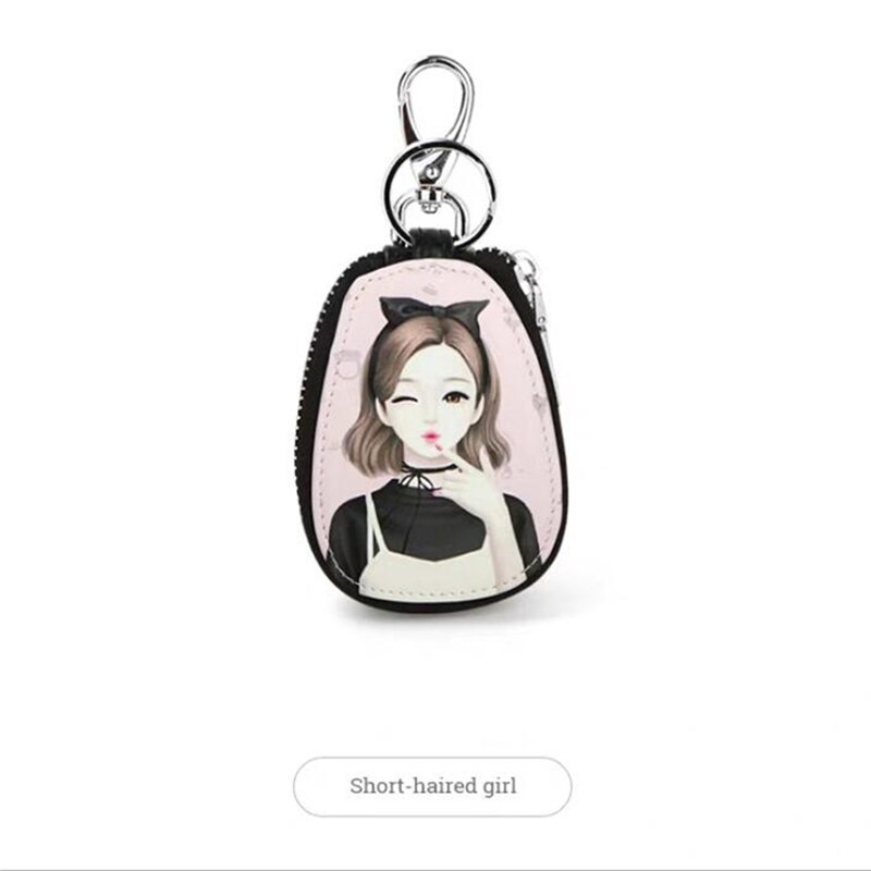 5 Colors Painted Women Girls Key Bag PU Leather Key Wallets Housekeepers Car Key Holder Case Gigh Keychain Pouch: 05