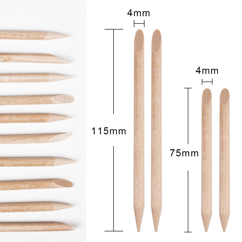 100/10 st nail art orange trä pinnar 11.5cm(4.52in)  långa pinnar nagelband pusher remover manikyr pedikyr vårdverktyg