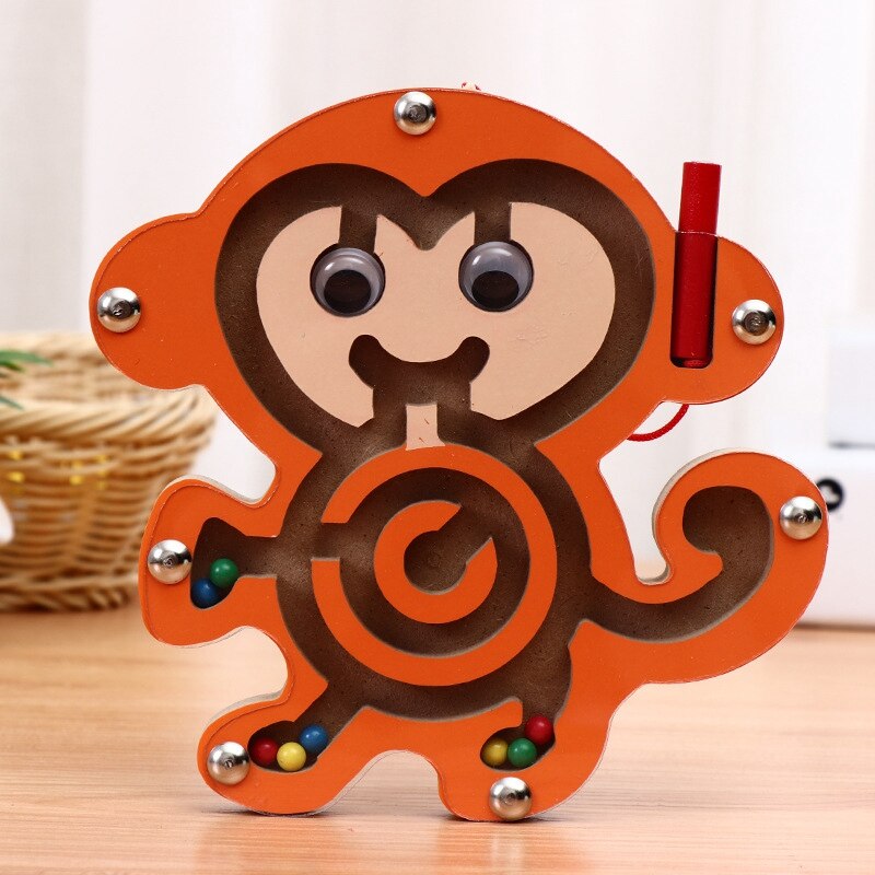 Magnetische Pen Labyrint Ball Game Houten Kinderen Magnetische Pen Kraal Walking Puzzel Speelgoed 2-7 Jaar Oud