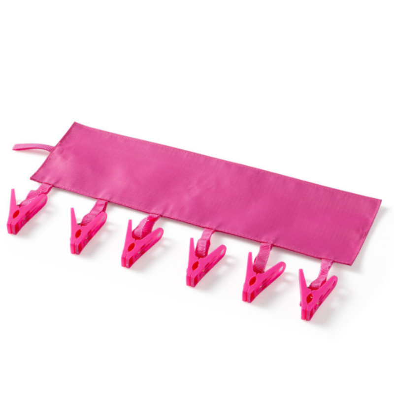 Multifunctional Travel Hanger Portable Folding 6 Clips Towel Socks Traveling Hanger Racks For Socks Storage Travel Accessories: rose red