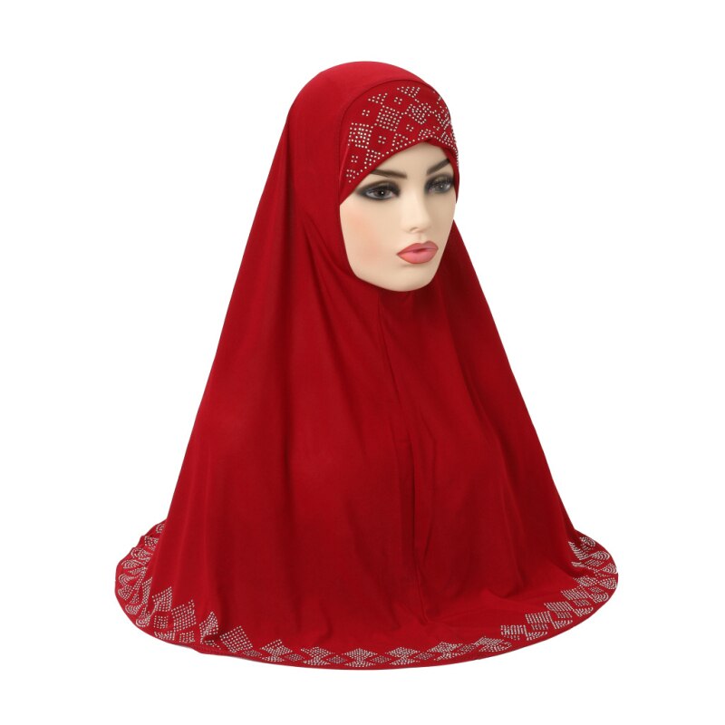 Al Amira – Hijab instantané arabe 1 pièce pour femmes musulmanes, châles, écharpe enveloppante, Turban de prière, prêt à porter, Khimar: Rouge