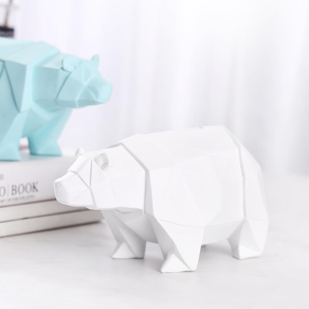 Mini mignon animaux tirelire polygone hippopotame ours polaire pour enfants adultes tirelire économiser des pièces de monnaie boîte décoration en plastique sûr: white bear