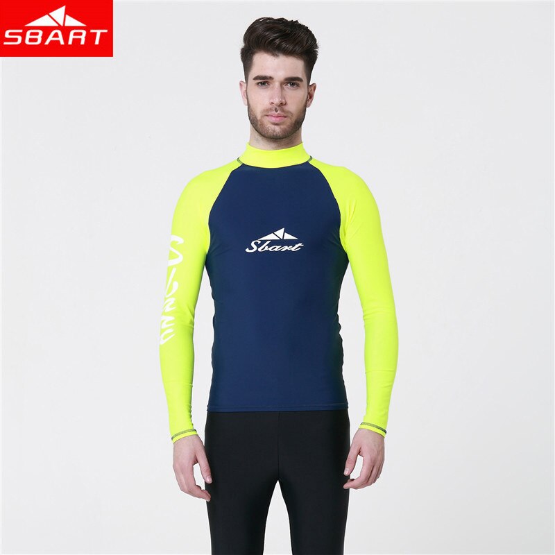 SBART Long Sleeve Rashguards Swim Shirts Men Summer Anti UV Quick Dry Surf Rash Guards Shirt UPF 50+ Scuba Diving Suits T-Shirts