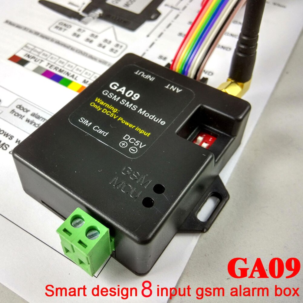 GA09 Mini Door 8 Channel SMS Universal Antenna GSM Alert Wireless Window Sensors Call Remote Module APP Home Security Alarm