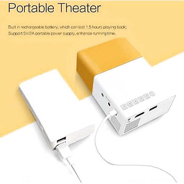 &amp;Enhanced&amp;Protable&amp;Colorful Projector Mini Projector Portable Theater Home Office HD 1080P Yellow JR Deals