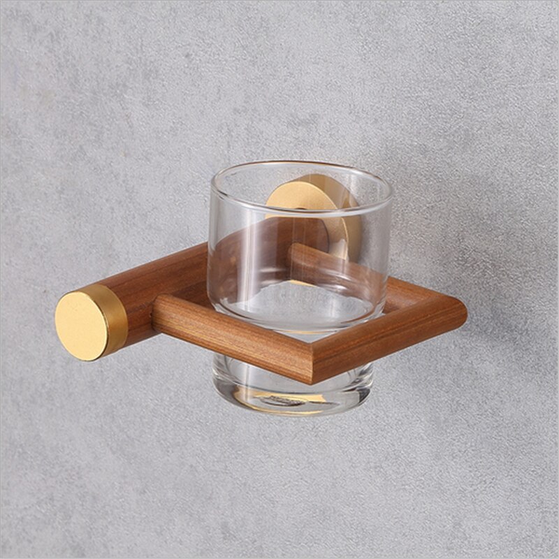 Houten handdoekhouder voor in de badkamer, set badkameraccessoires, toiletborstelhouder, set badkameraccessoires, toiletrolhouder voor aan de muur: Hout g